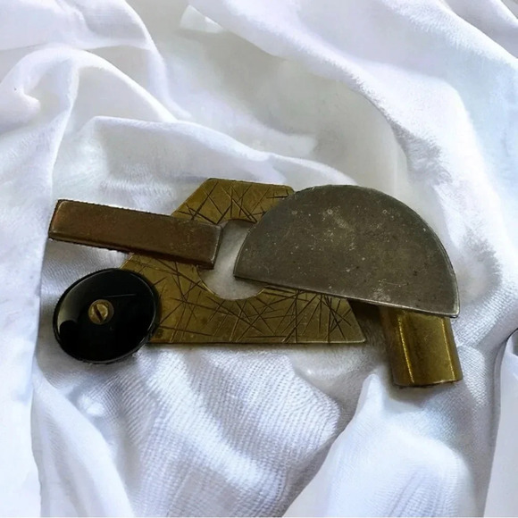 Vintage 70s Atomic Mid Century Abstract Brooch, Handmade - Picture 1 of 2